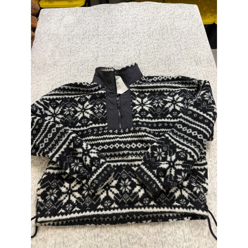 DSG Mens Large Sherpa Fleece Quarter Zip Pullover Fair‎ Isle Snowflake
